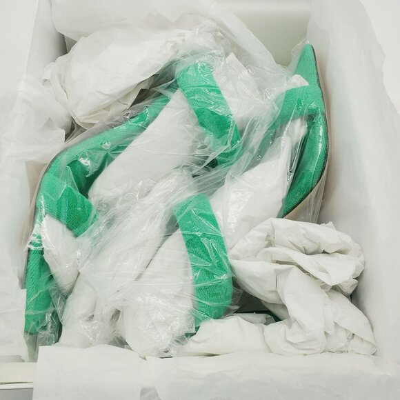 New Good American Size 11 1/2 NIB Terry Slip On High Heel Sandals Green - Picture 8 of 10